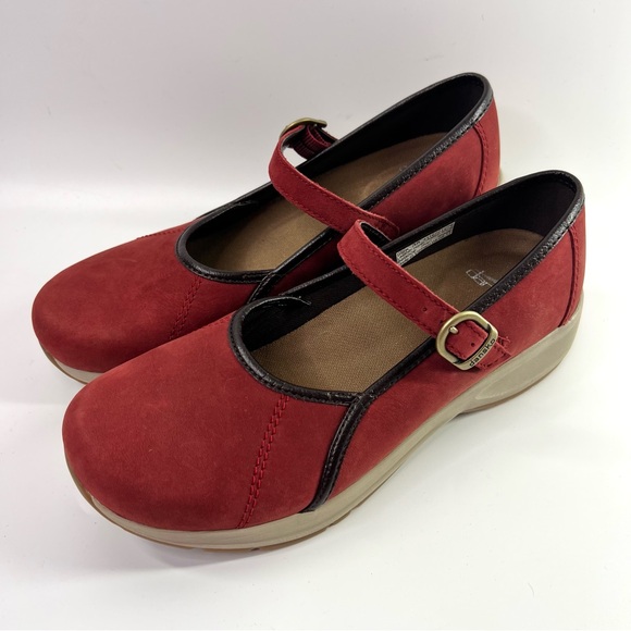 Dansko Steffi Mary Jane Platform Shoes Red Leather Size 38 - Picture 2 of 15